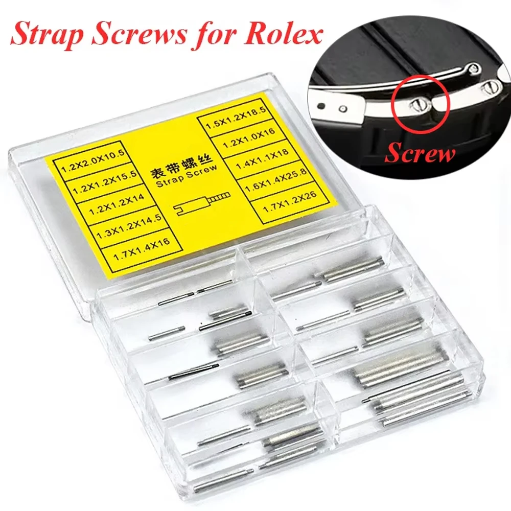 Uhrenarmbänder, Schrauben, Bandschrauben, Größe 10, Uhrenschrauben, komplett aus Stahlgewinde, Schraubstange für Rolex-Band-Anschluss, Uhrenarmband-Zubehör