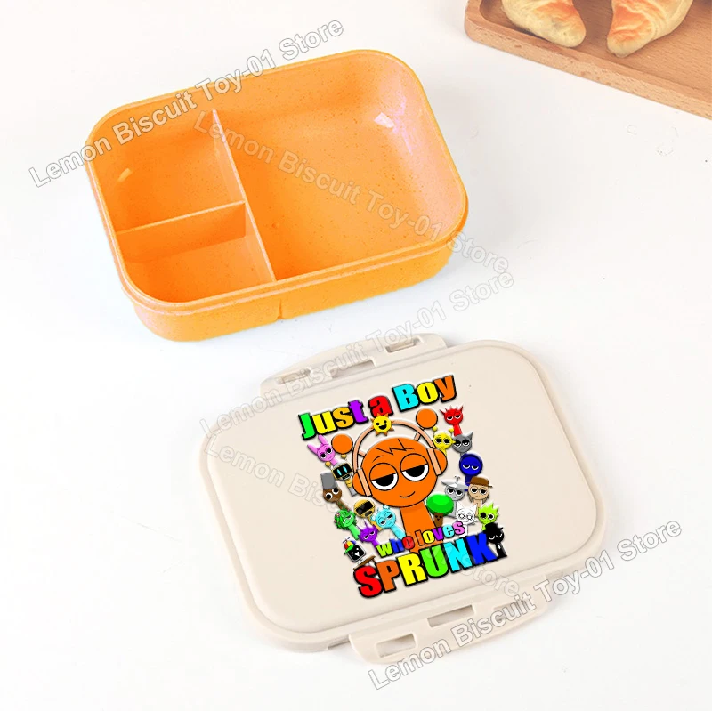 

Sprunkis Series Portable Bento Boxes Wheat Straw Lunch Box with Compartment Cartoon Student Office School Outdoor Food Container