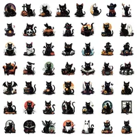 50PCS Halloween Cute Black Cat Creative Graffiti Stickers DIY Luggage Notebook Water Cup PET Waterproof Stickers 5