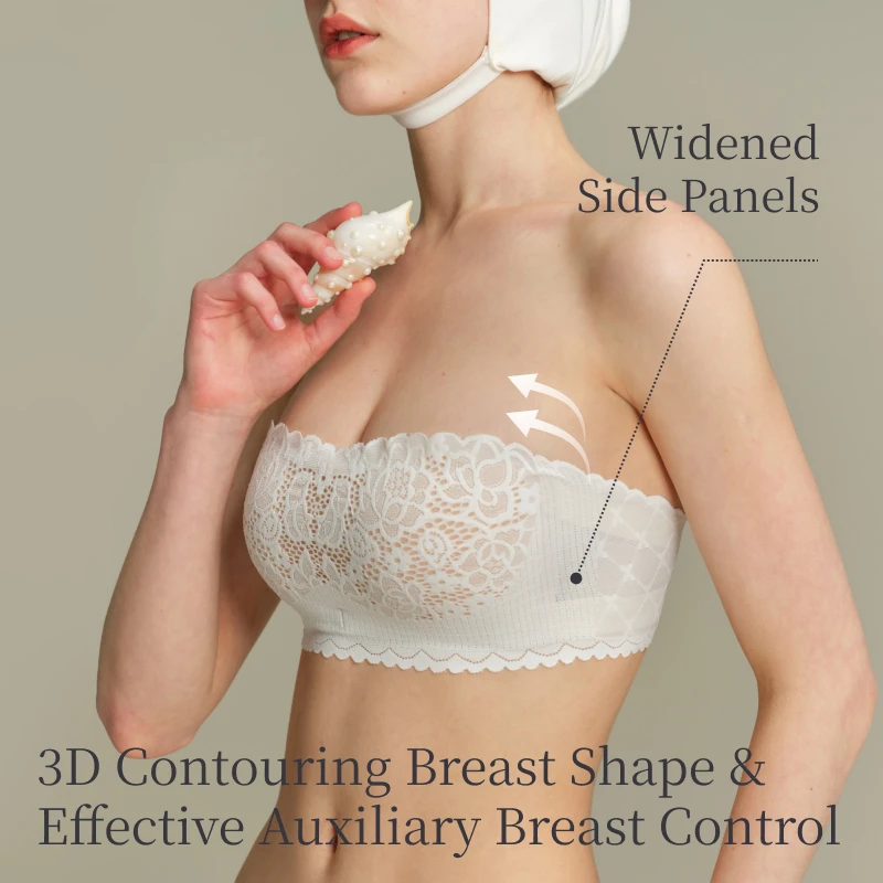 SUJIIN Sexy Strapless Lace Bras for Women Summer Wireless Invisible Seamless Push Up Bralettes Non-slip Tube Tops Woman XM018