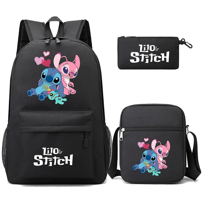 3Pcs/set Disney Lilo Stitch Backpack for Teen Boy Girl Back To School Backpack with Lunch Bag Student Schoolbag Men Women Bag