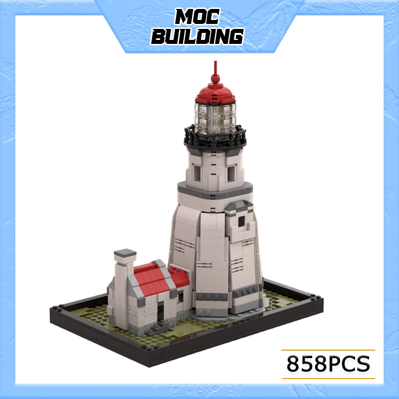 MOC Building Block Heceta Head Lighthouse The Entrance To The Harbour Street View Bricks DIY Assembled Model Toy Holiday