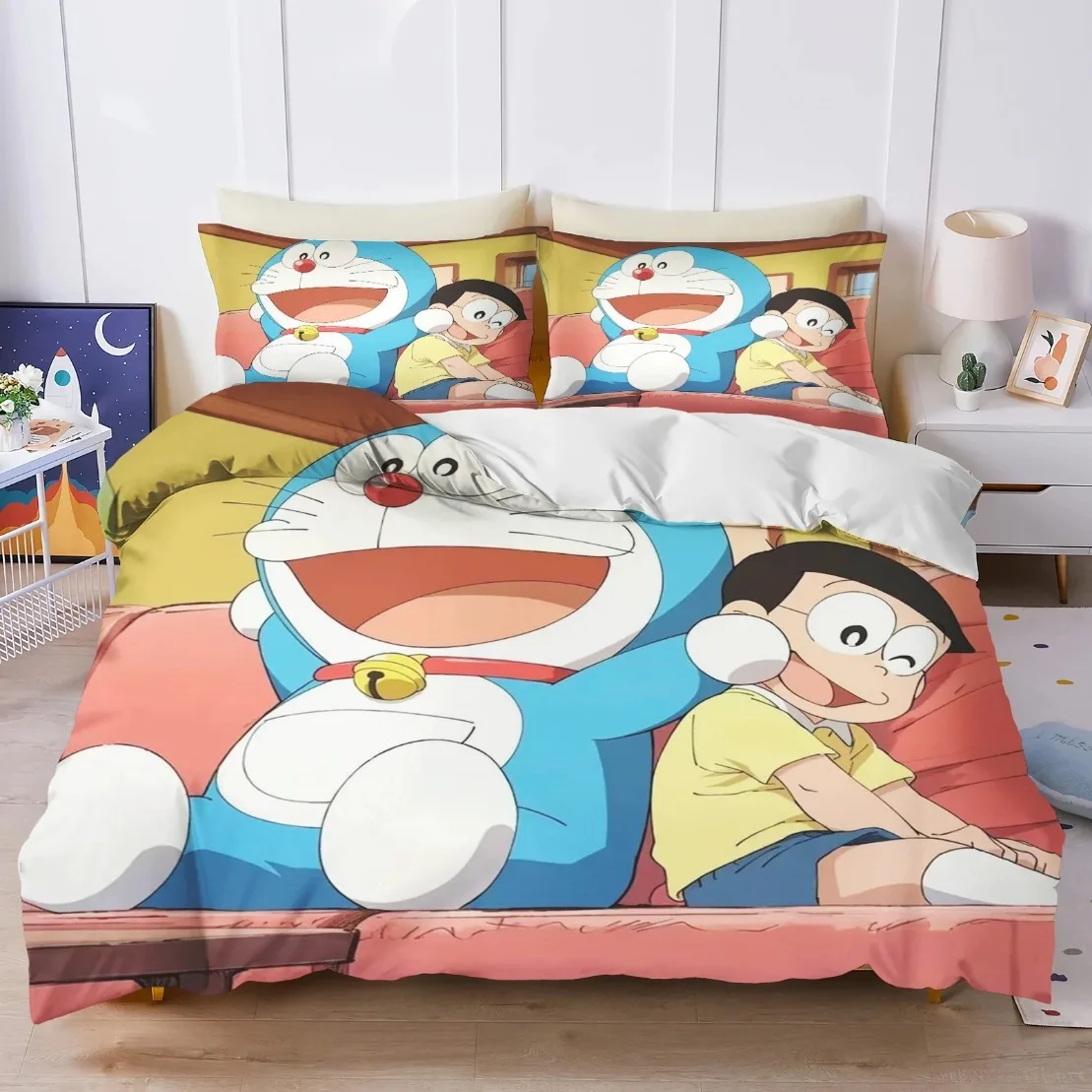 Cartoon RoboCat Duvet Cover Cute D-Doraemons Bedding Sets Home Blue Printed Pillowcase Set luxury birthday gift