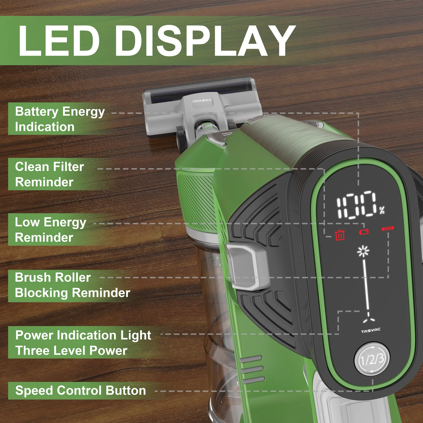 مكنسة كهربائية بعصا ، 23Kpa ، قوية ، وقت تشغيل 50 دقيقة ، مكنسة كهربائية لاسلكية لشعر الحيوانات الأليفة والمنزل والمكتب