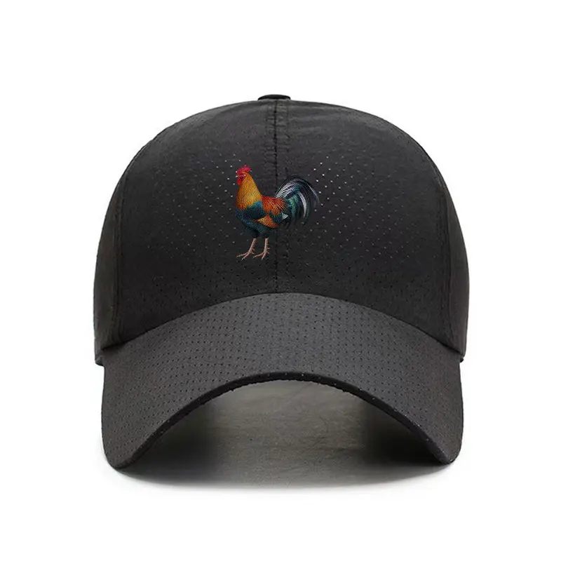 Rooster Embroidered Quick Dry Baseball Cap Unisex Adjustable Size