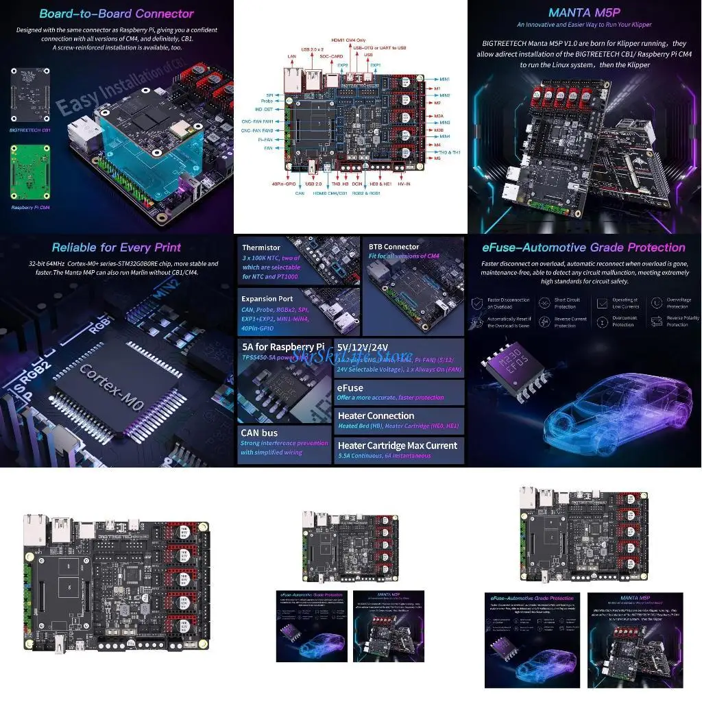 

E65E Manta M5P v1.0 Контрольная плата Интегрированные материнские платы для системы Klipper