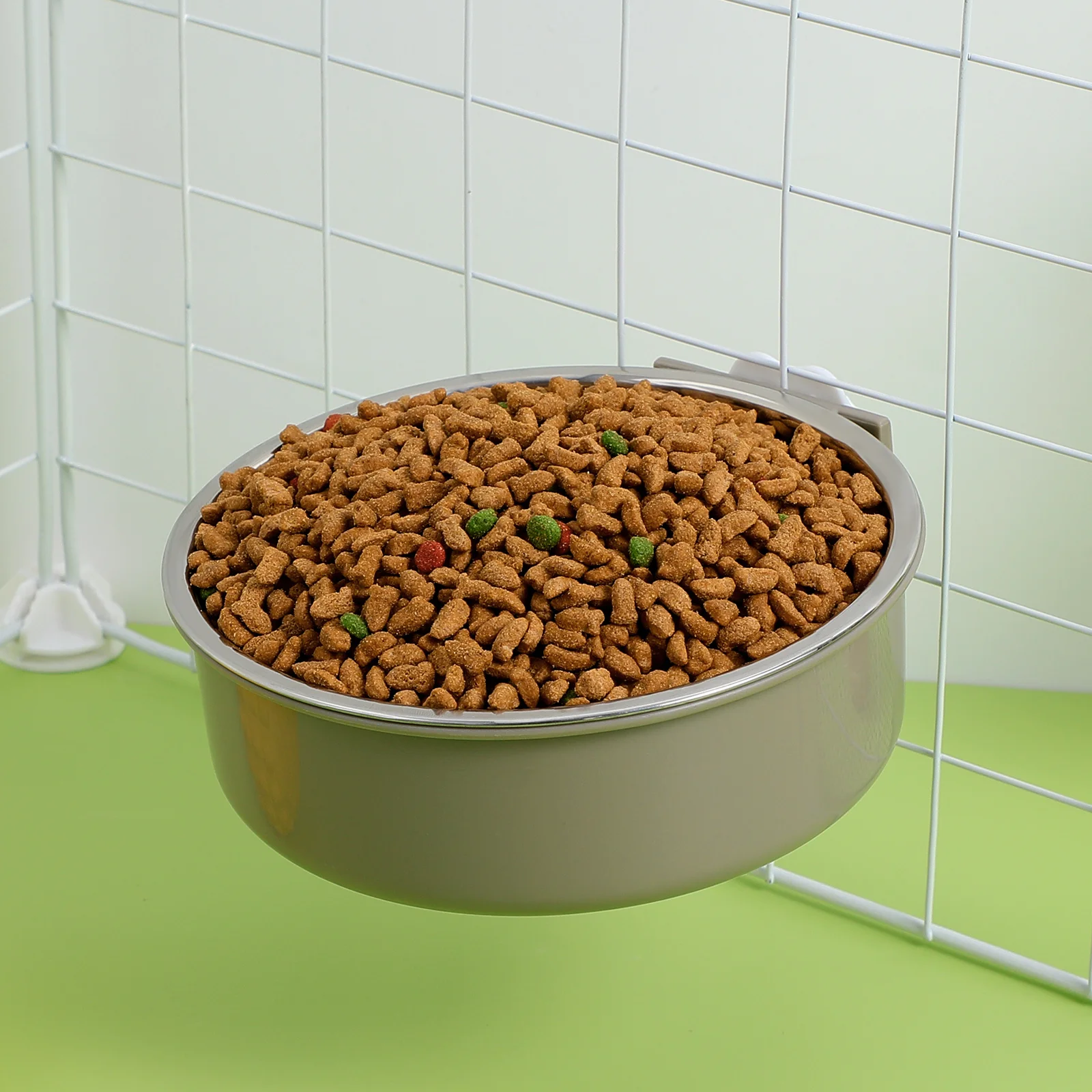 

Pet Hanging Stainless Steel Detachable Feeder For Dog Cat Rabbit Crate Food Water Bowl No Spill Pet Bowl