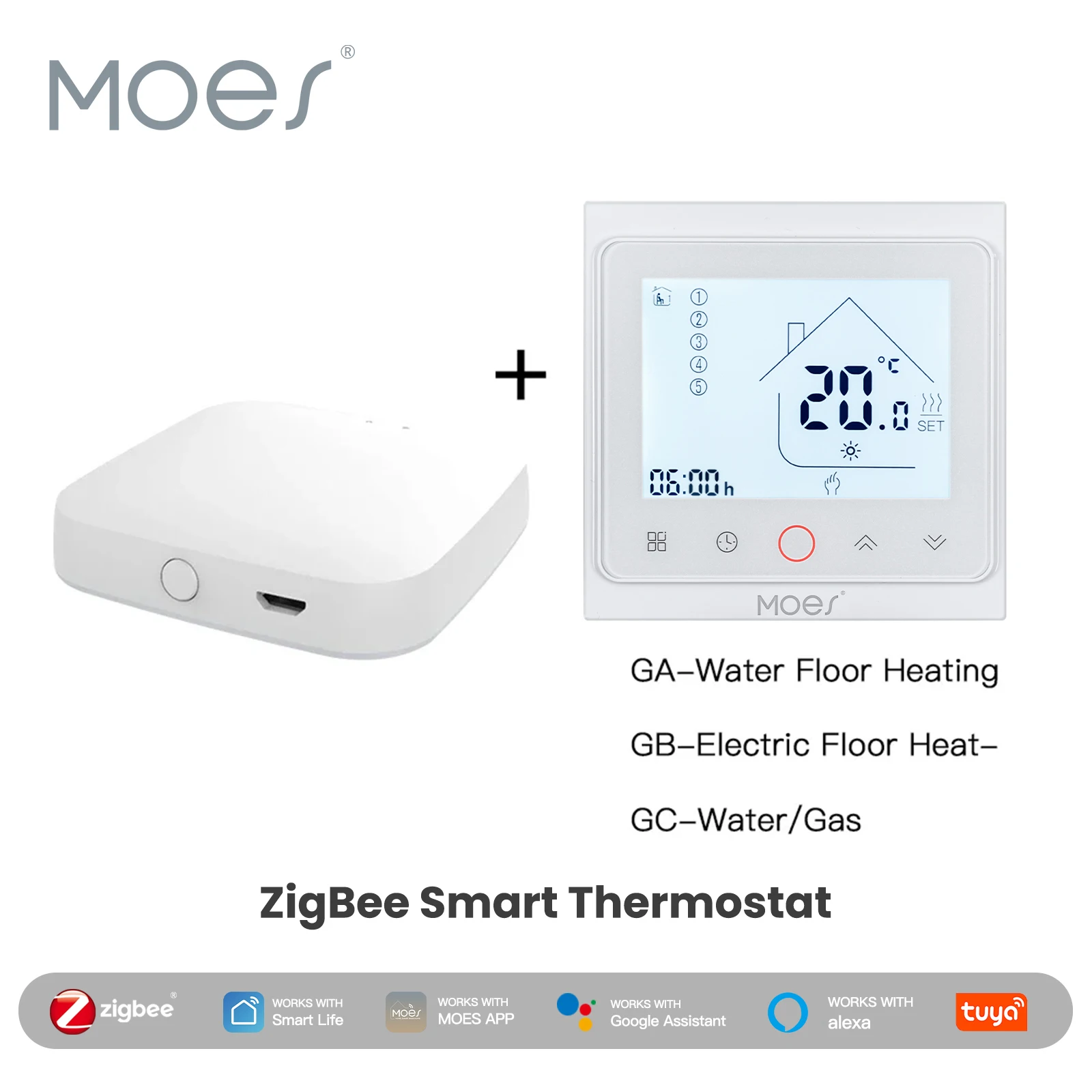 MOES Zigbee Thermostat Temperature Controller for Water/Electric floor Heating Water/Gas Boiler Work With Alexa Google Home