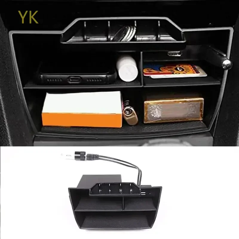 

For Honda Civic 10th Gen 2016-20 ABS Black Car Central Console Storage Box Mobile Phone Box Usb Extension Cable Car Accessories