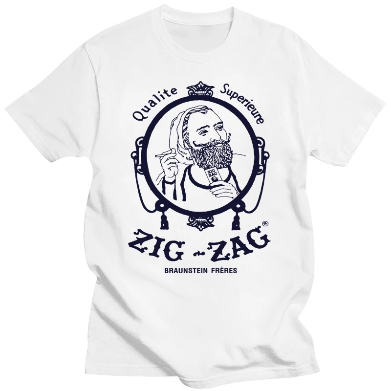 Zig-Zag Retro Logo Tobacco marajuana Joint Rolling Paper Cigarette T-shiTops wholesale Tee custom Environtal printed Tsh