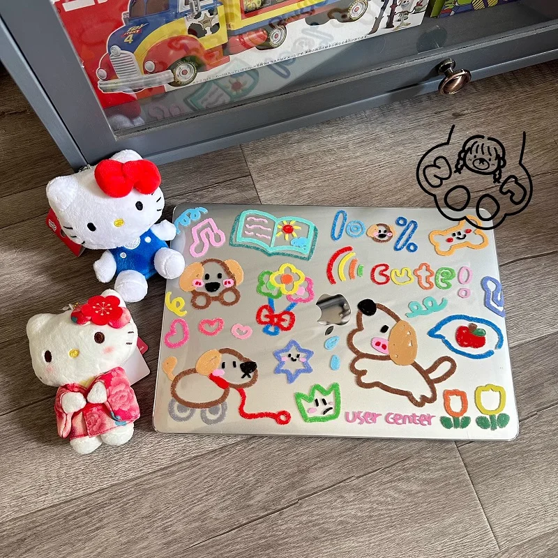 Korean cartoon Laptop Case For Macbook Pro14 A2442 Air13.6 A3113 13.3 A2337 Air15 A3114 16 transparent Hard Shell