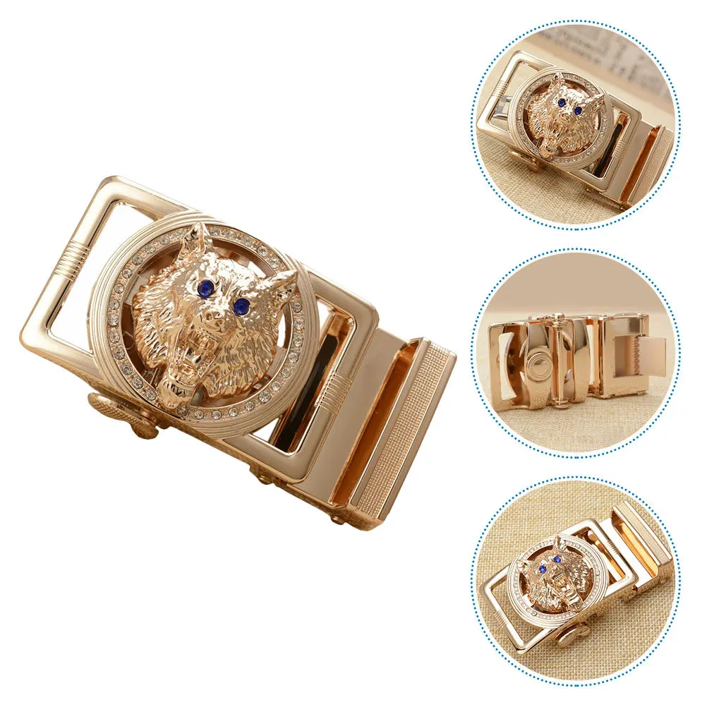 Klamra do paska z głową wilka, męska, ze stopu, zamiennik, ozdobna do jeansów, elegancki, prosty design, gładka powierzchnia.