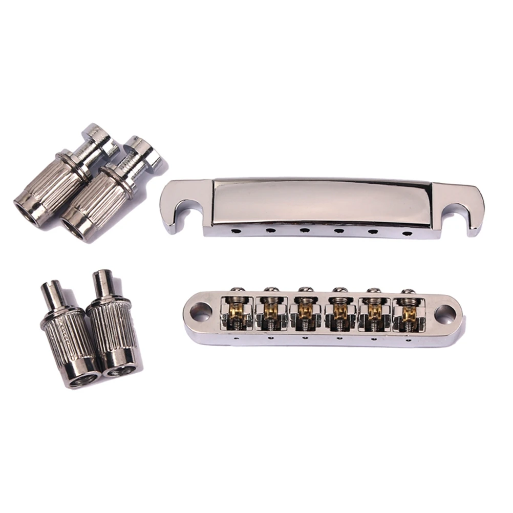 

Roller Saddle Bridge For Style Electric Guitar Replacement Chrome Zinc Alloy Die-Cast Guitar Bridge Kit With Studs