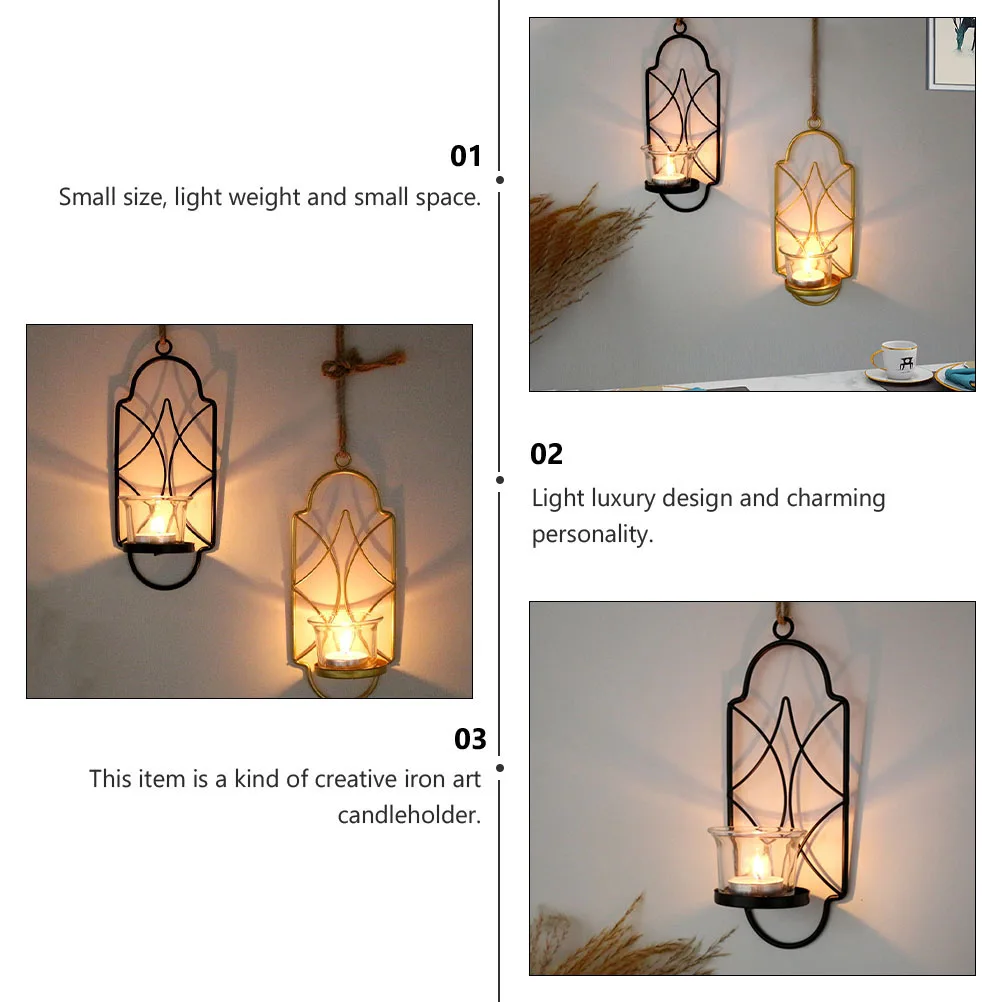 

Wall Hanging Holder Candleholder Retro Iron Home Adornment Compact Lightweight Rust Resistant for Home
