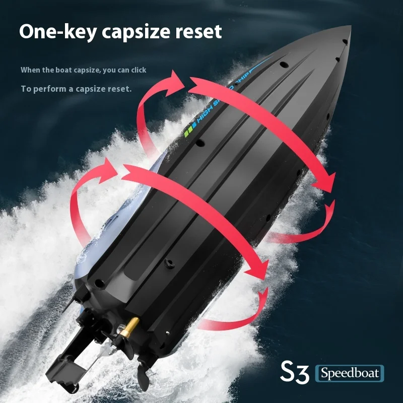 نموذج قارب RC كبير عالي السرعة S3 مع محرك مبرد بالماء وقوة قوية وبطارية منخفضة تحذير ومفتاح واحد لإعادة ضبط قوارب الألعاب على الماء #5