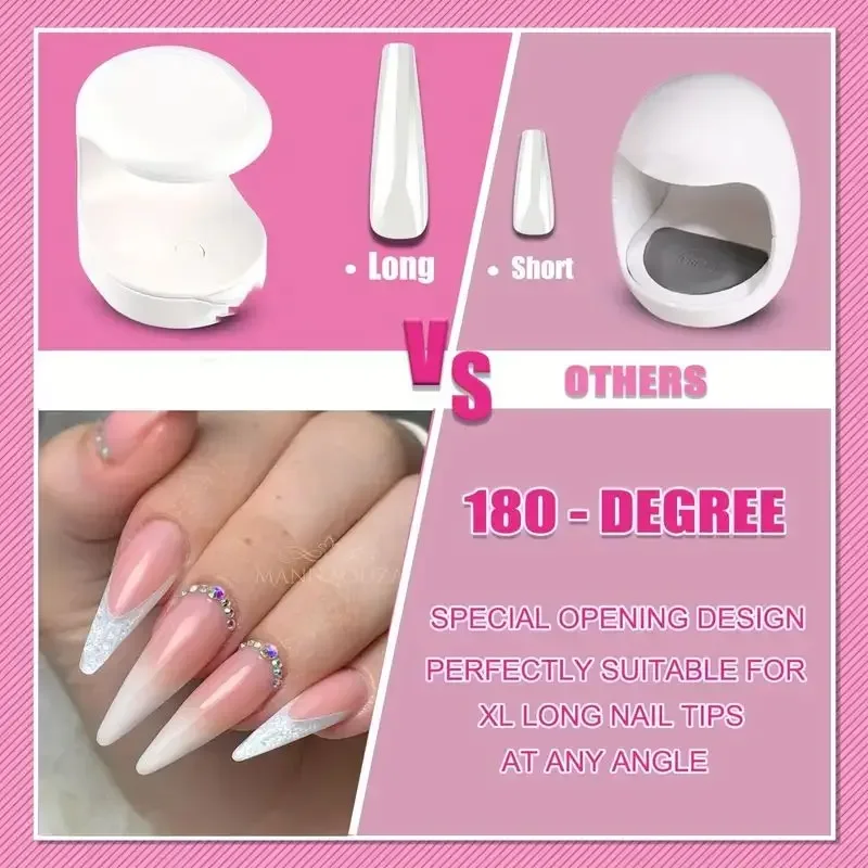 Lâmpada compacta para unhas UV-LED de 16 W - Secagem rápida e segura para unhas em gel - Ferramenta de manicure portátil para uso DIY e profissional