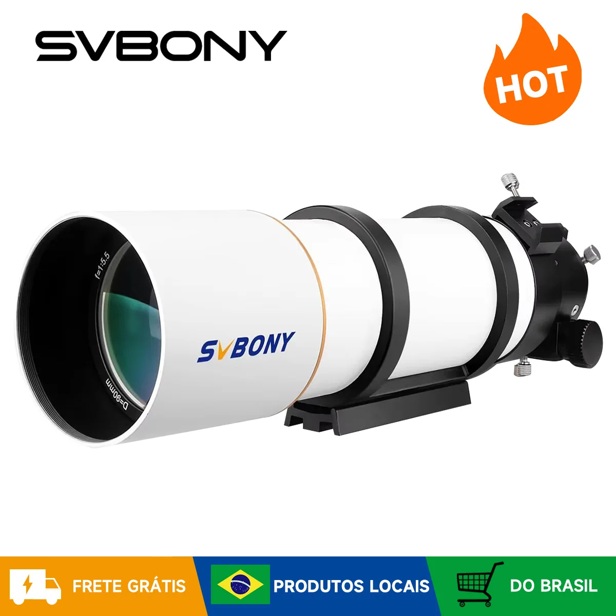 Telescópio astronômico Svbony SV48P 90/102mm Abertura OTA telescópio astronómico profissional Refrator Focalizador de Velocidade Dupla luneta profissional para Astrofotografia de Céu Profundo