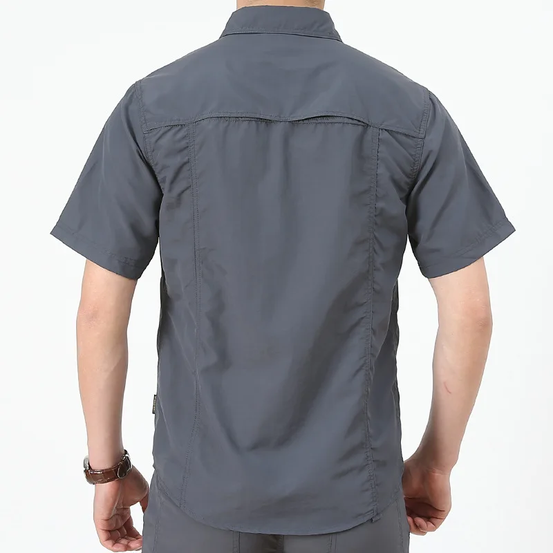 Zomer Heren Shirt Korte Mouw Heren Shirt Oversize Solid Sneldrogend Casual Shirt Herenkleding Camping Vissen Shirts A5F102