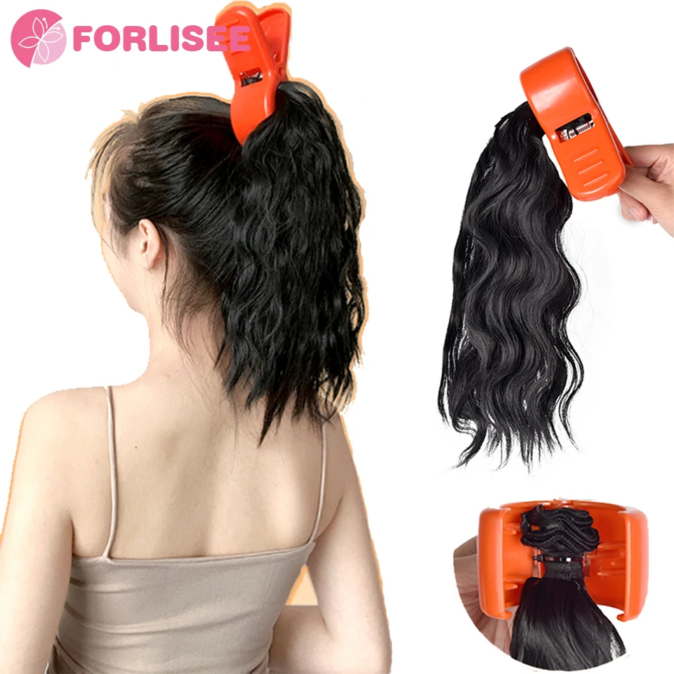 

FORLISEE Synthetic Ponytail Wig Animation Style Red Hairpin Cloud Perm High Ponytail Claw Clip Cartoon Cute Headdress