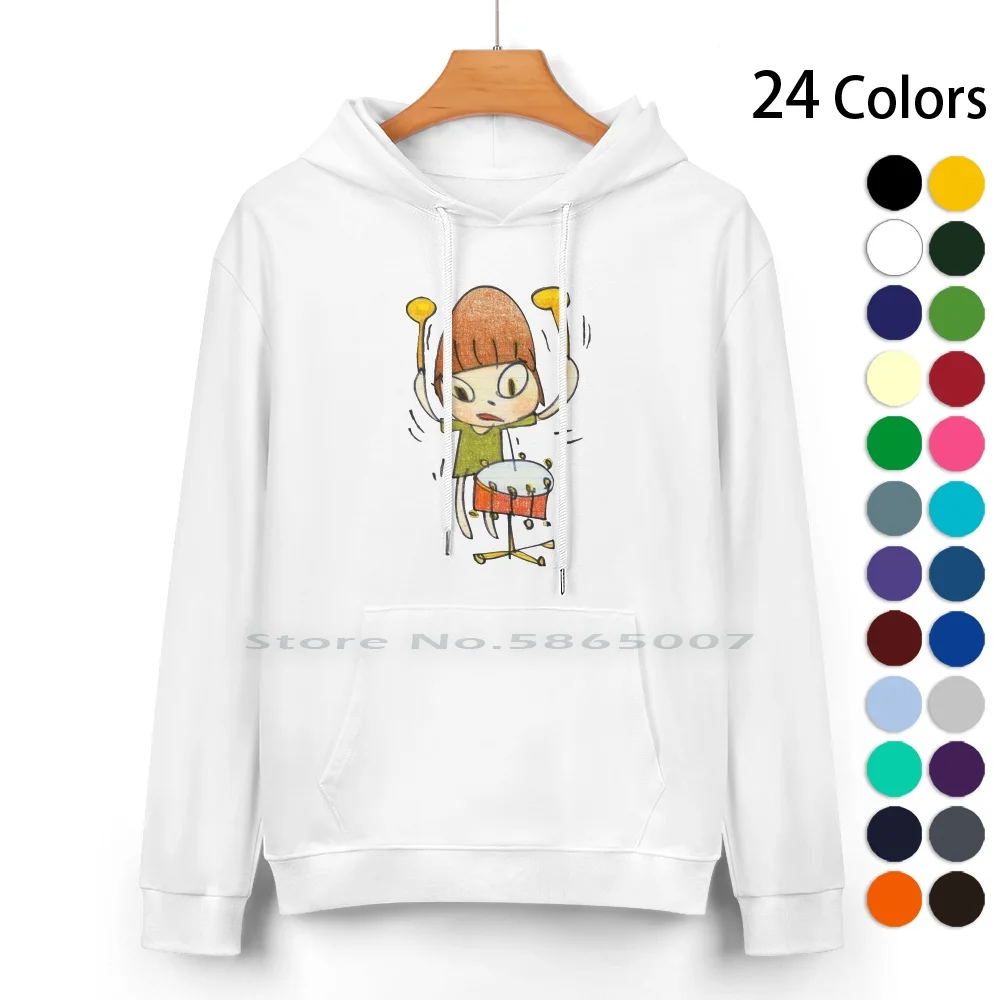 

Yoshitomo Nara Banging The Drum Painting Pure Cotton Hoodie Sweater 24 Colors Yoshitomo Nara Pop Art 100% Cotton Hooded