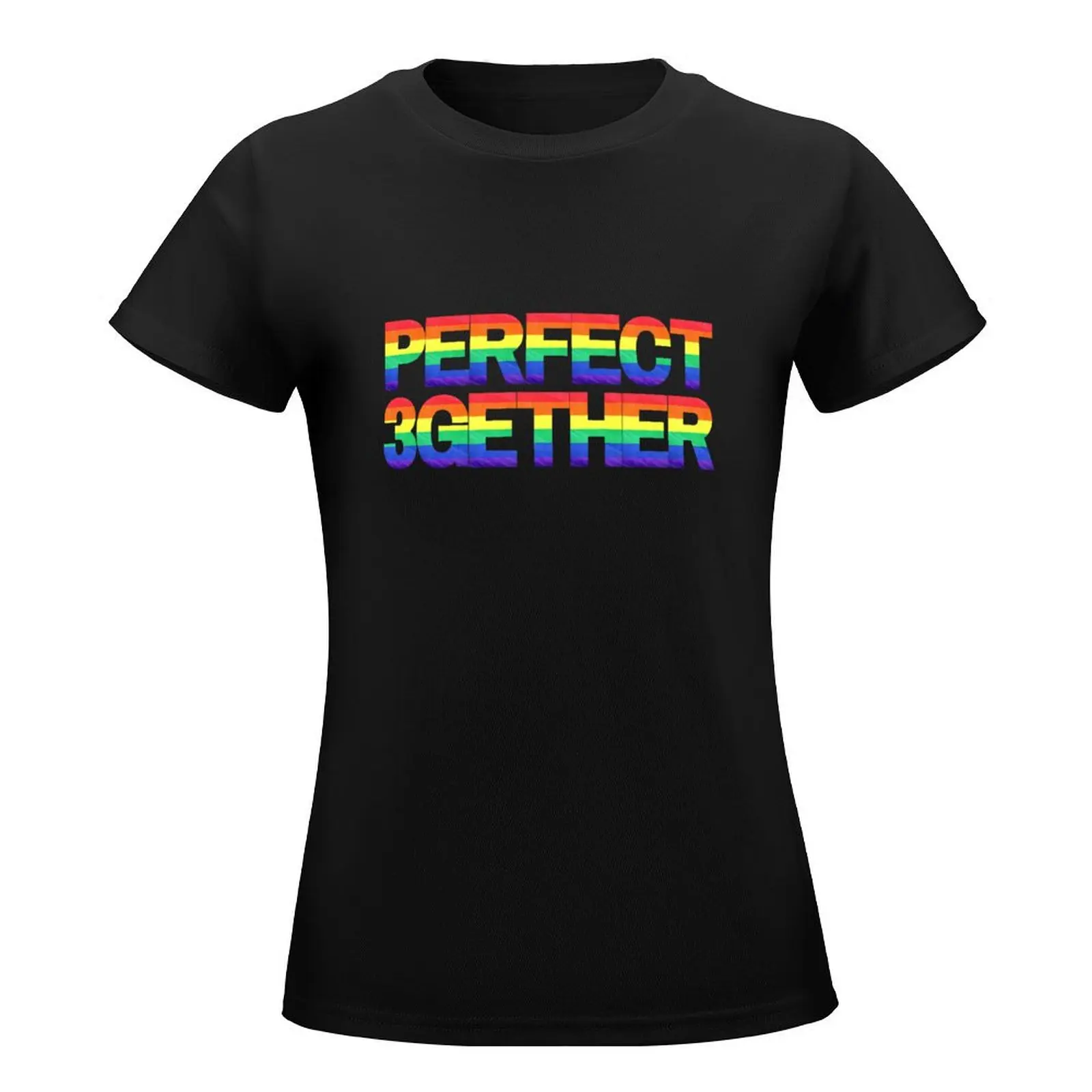 PERFECT 3GETHER PRIDE FLAG THROUPLE TRIAD POLYAMORY T-Shirt vintage clothes female Short sleeve tee tops Women