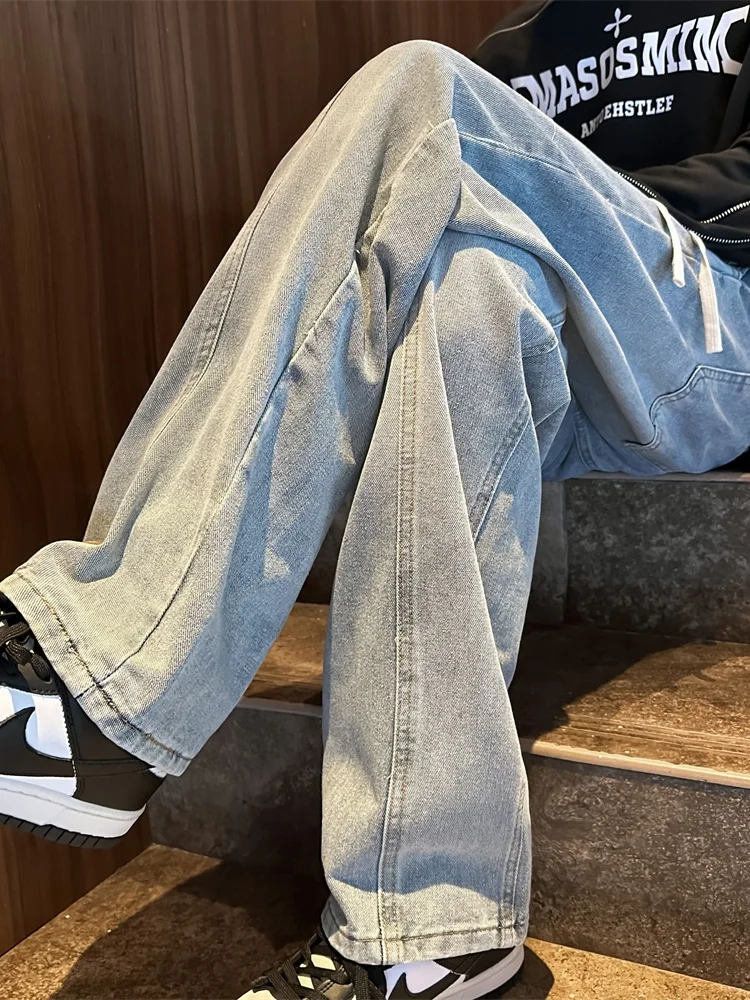 

Slim Fit Straight Leg Jeans Men's Summer Thin New Faion Casual Versatile Long Pants Dra Floor-Length Wear Resistant