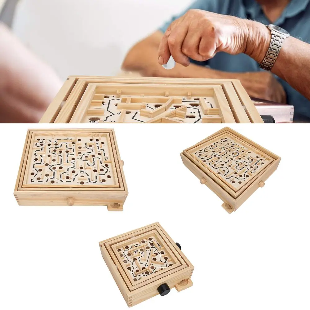 Creativity Wooden Labyrinth Puzzle Toy Intelligence Balance With Steel Ball Ball Maze Toy Memory Brain Puzzle Games for Elderly