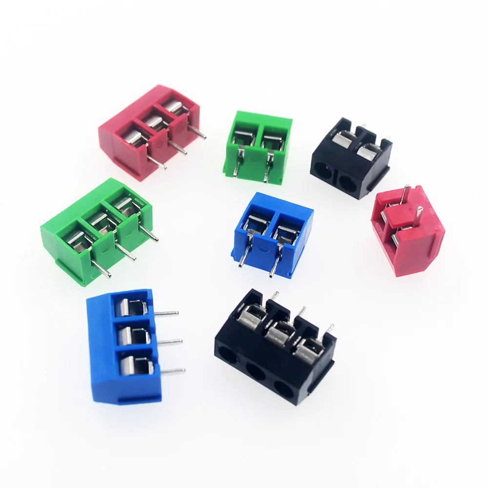 10/50PCS PCB Terminal Block Connector Pitch 5.0mm KF301 Straight Pin 2P 3P Screw PCB Terminal Blocks Connector Assortment Kit