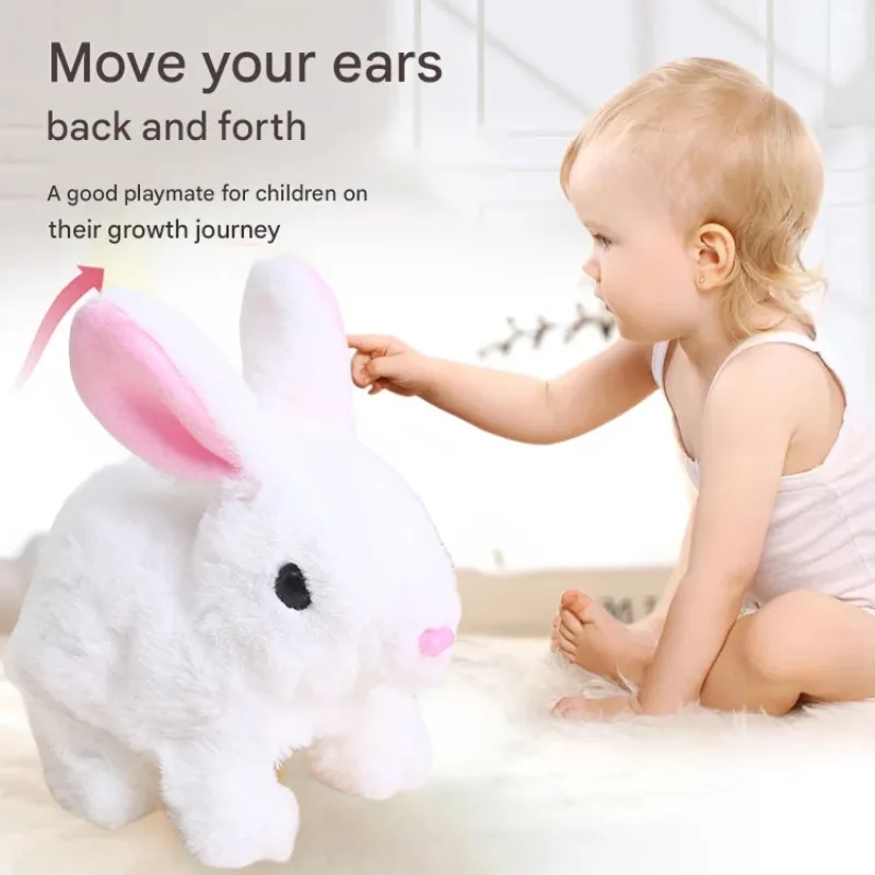 

2026new Electric Bunny Doll Plush Simulation Cute Rabbit Interactive Toys Walking Dolls Children's Accompany Birthday Gift