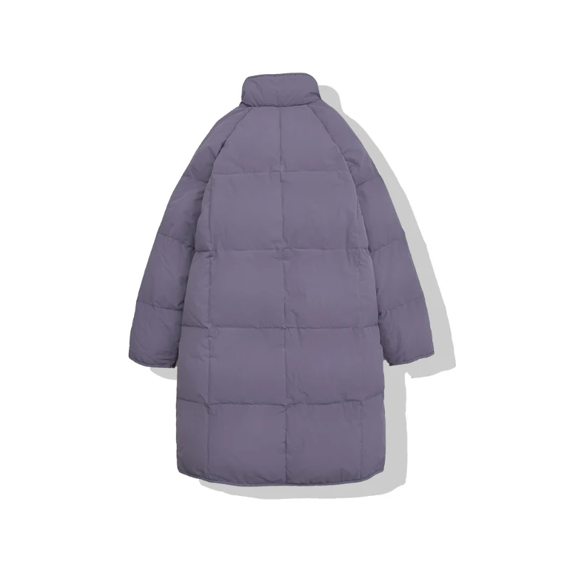 Giacca invernale da donna stile coreano tinta unita colletto alla coreana manica Raglan piumino lungo imbottito termico Flyffy Puffer Coat