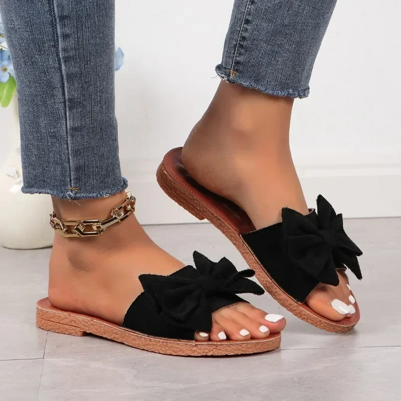 Zapatillas de moda con nudo de mantequilla para mujer, chanclas planas informales de playa, nuevas