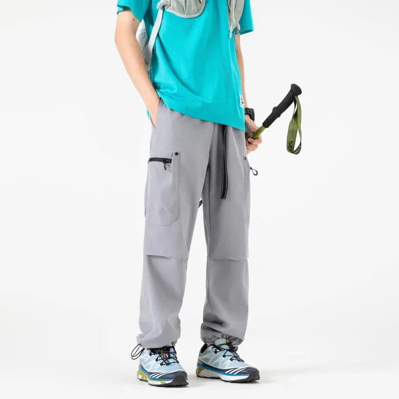 Pantalones de hombre Casual primavera y otoño pantalones Cargo elegantes hombres High Street Hip Hop pantalones de chándal ajustados hombres pantalones ligeros