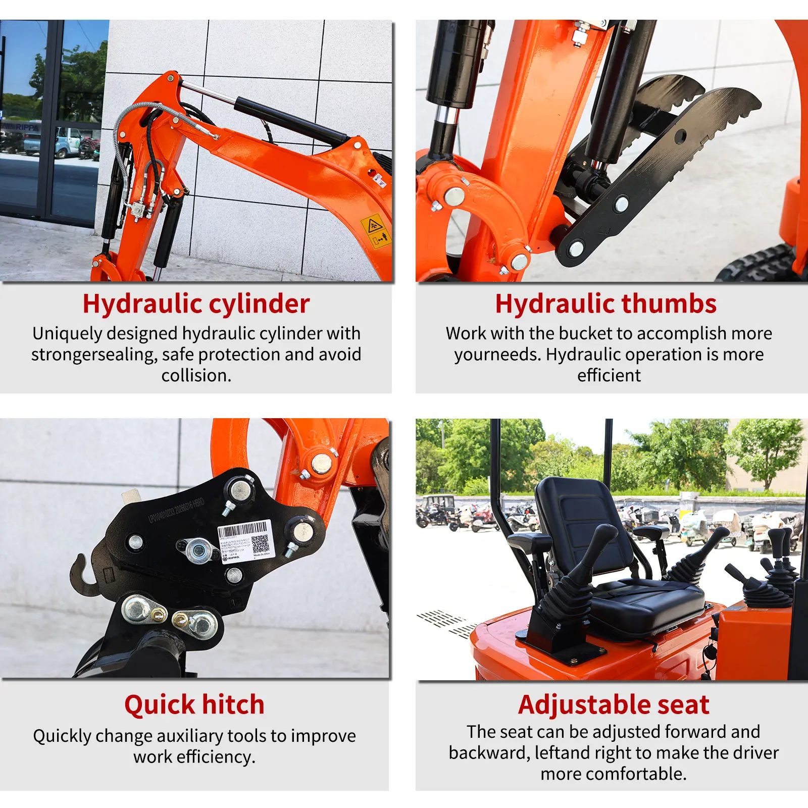 Mini Excavadora Nueva Mejorada 13,5HP, Conexión Rápida y Pluma Oscilante Lateral, Certificado Euro5‑CE, Envío Gratuito