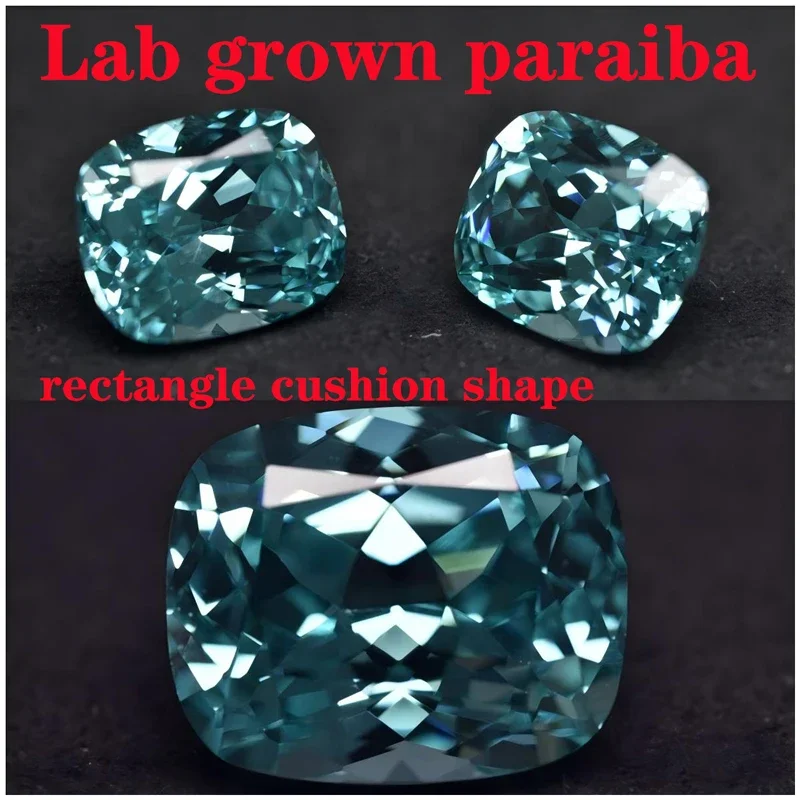 

H-Lab Grown Paraiba VVS1 Rectangle Cushion Cut Lab Grown Gemstone Certificate DIY Chamrs Ring Necklace Earrings Main Materials W