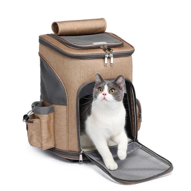 

Dog Carriers & Bags Pure color Cat pet pull rod backpack go out convenient cat bag pet backpack fold dog backpack Dog Supplies