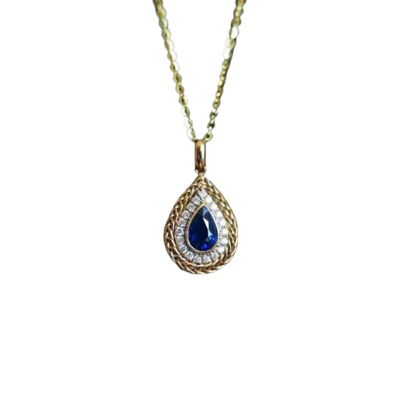 

*Water droplet Blue Pendant Fashion Sapphire Necklaces Female Creative Charm Wedding fine Jewelry