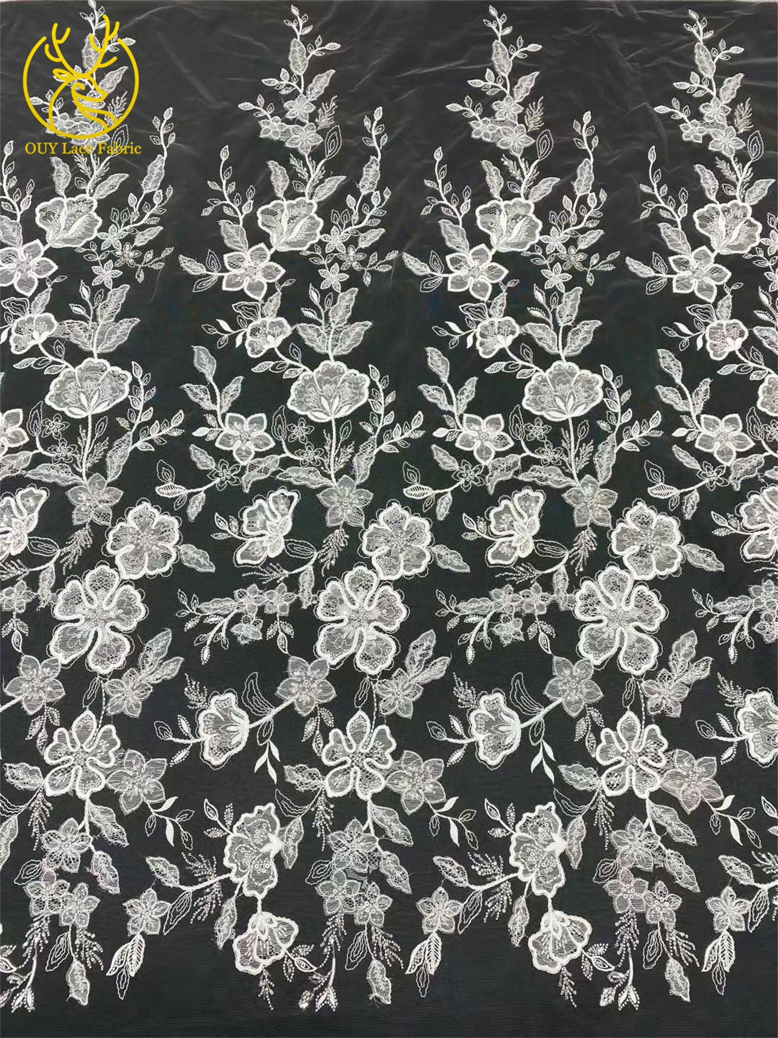 Damen Brautparty-Kleid Pailletten Tüll Bestickter Spitzenstoff 2026 Hochwertiger Nigerianischer Französischer Perlen-Spitzenstoff 5 Yards – Detail 15