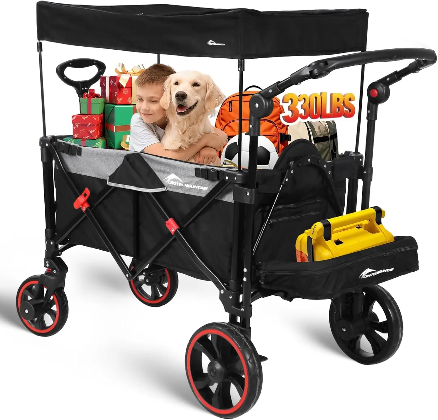 

Collapsible Foldable Wagon, Heavy, Beach Cart with Wheels, Adjustable Handle, Outdoor Utility Wagon for Beach Garden Camping, Bl