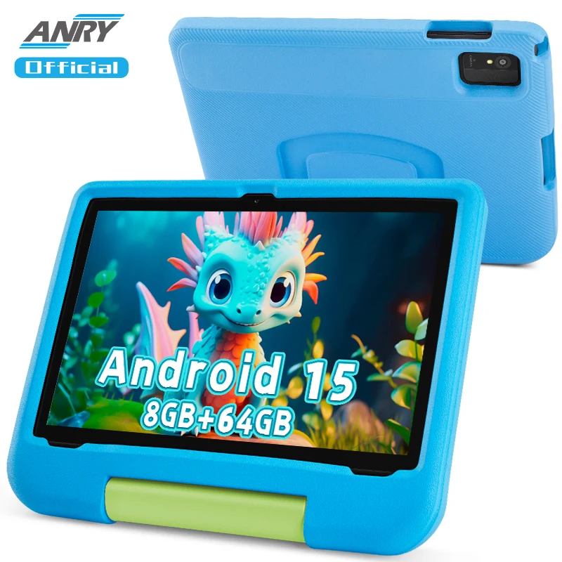Tableta para niños Android 15 de 10,1 pulgadas con funda protectora a prueba de golpes, 8 GB (4 GB + 4 GB de expansión) 64 GB de ROM, octa-core, batería de 5000 mAh