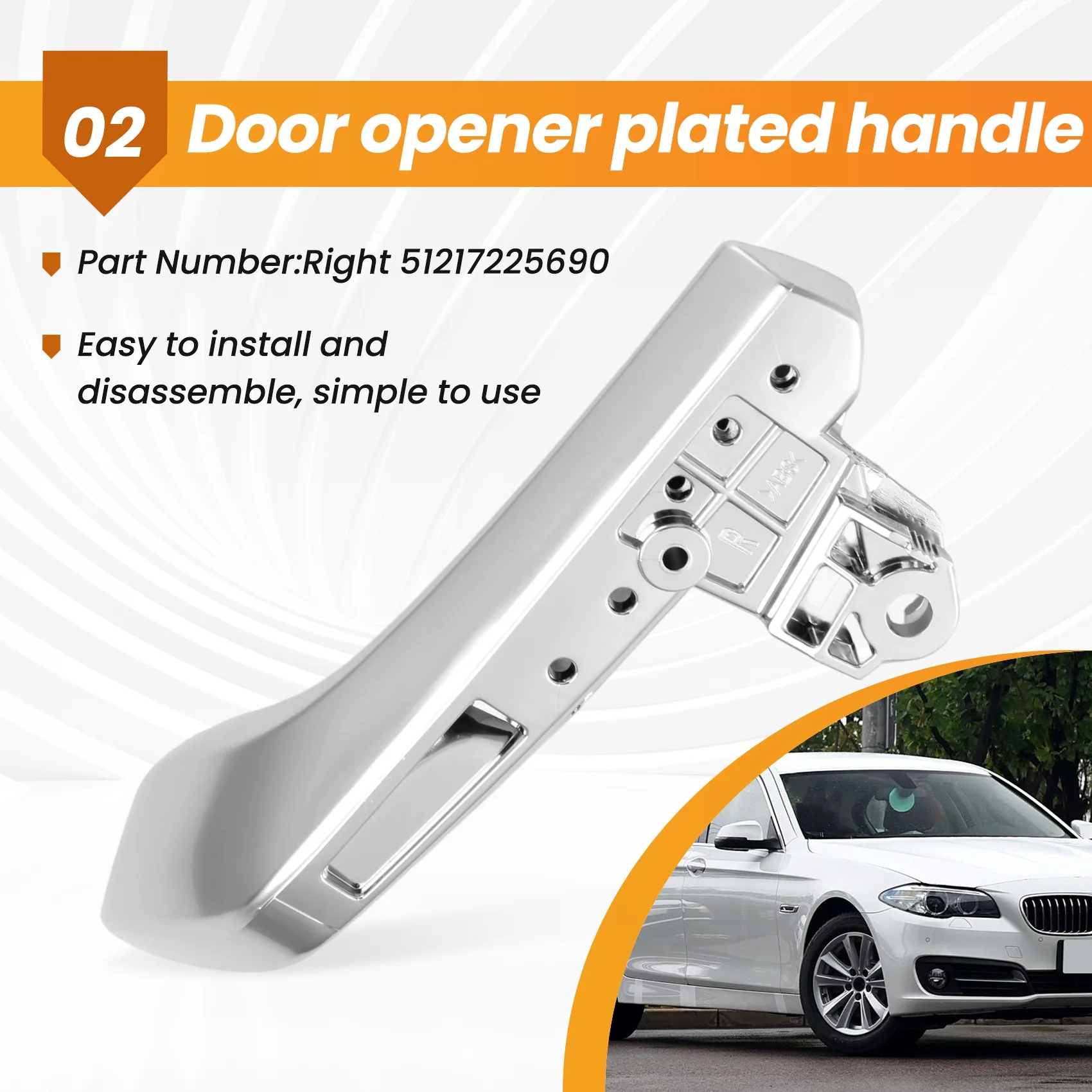 

A03Z-Внутренняя ручка открывания дверей автомобиля, хромированная застежка для BMW 5 серии F18 F10 F11 10-17, внутренняя дверная ручка 51217225690, правая