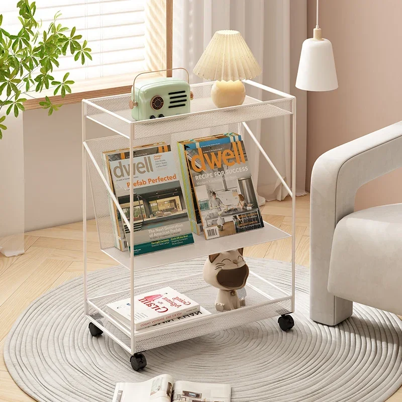 

Organizer Modern Coffee Table Multifunctional Side Paint Table with Mobile Bedside Table Design Iron Art Cosmetic Baking Finish