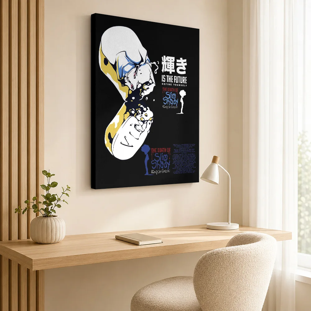 Eminem Shady Comic Portrait Canvas Print Personalized Photo Graphic Wall Art For Home Recording Studio, Record Collector Gift
