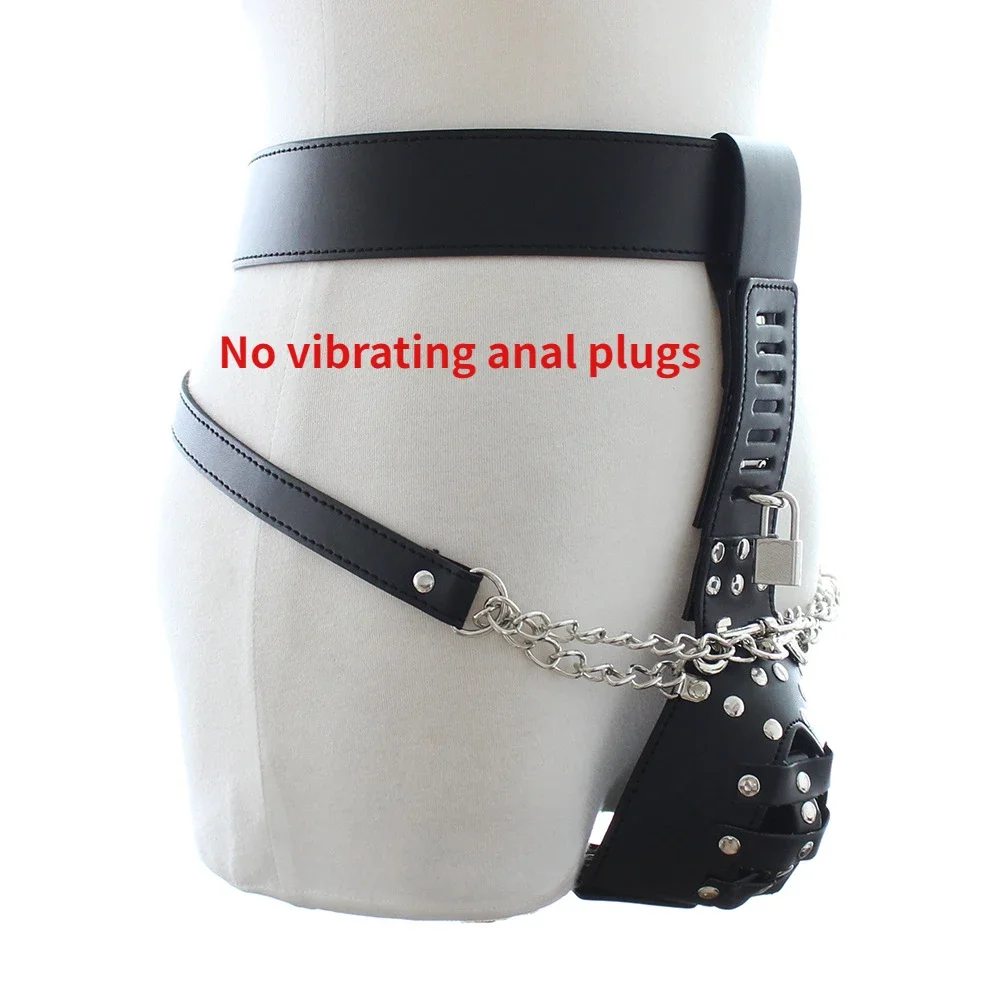 Male Chastity Pants  Belt Vibrating Anal Plugs Leather Panties BDSM Gay Bondage Fetish Toy Sex Toys For Men Adult Games 성인용품 18+