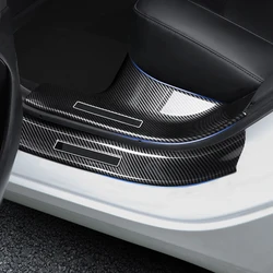 8pcs ABS Carbon Fiber Car Door Sill Scuff Plate Guard Protector Cover Trim For Tesla Model 3 Y Model3 2019-2023 Modely 2021 22