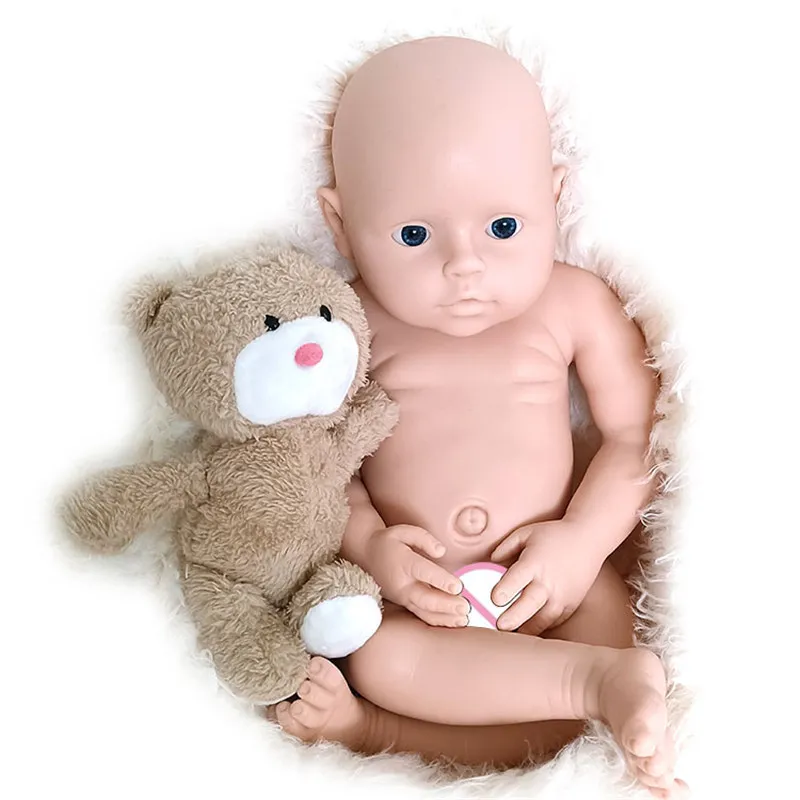 New reborn doll blank kits 18inch Girl Reborn kits Full Solid silicone Unpainted Kits DIY Parts Accessories