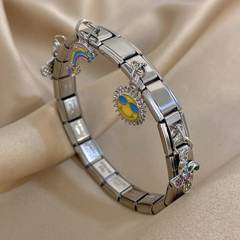 

DODOHAO Windmill Weather Charms Bracelets Sunny Rainbow Rainy Stretch Barcelets For Women Creative Elastic Bangles Chic Jewelry
