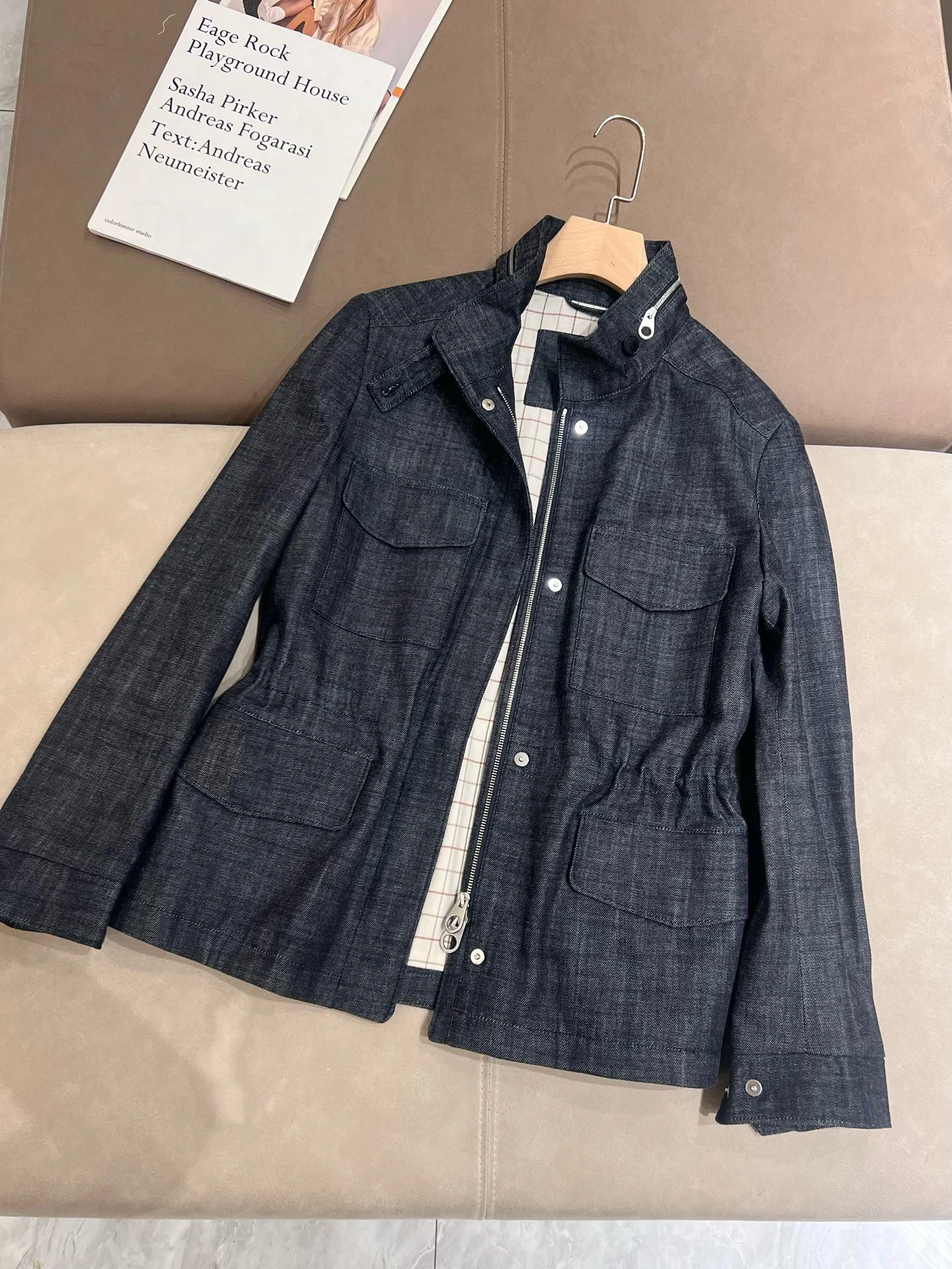 

24 Fall New Women L//P Denim Cotton Four Pocket Long Sleeve Zipper Traveler Casual Jacket Windbreaker Coat Women