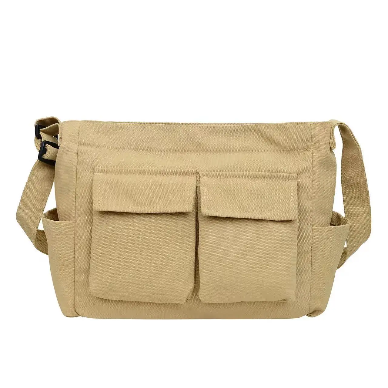 Large Capacity Messenger Bag Men\'s Workwear Casual Canvas Shoulder Bag Female Simple Student Class Commuting Computer Bag