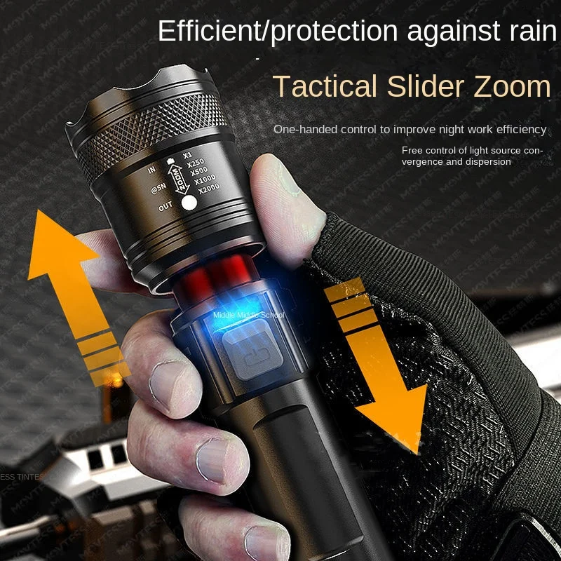 Led Flashlight Bright Outdoor Charging Usb Retractable Focus Emergency Household Flashlight Фонарик 손전등 Linterna Led Recargable