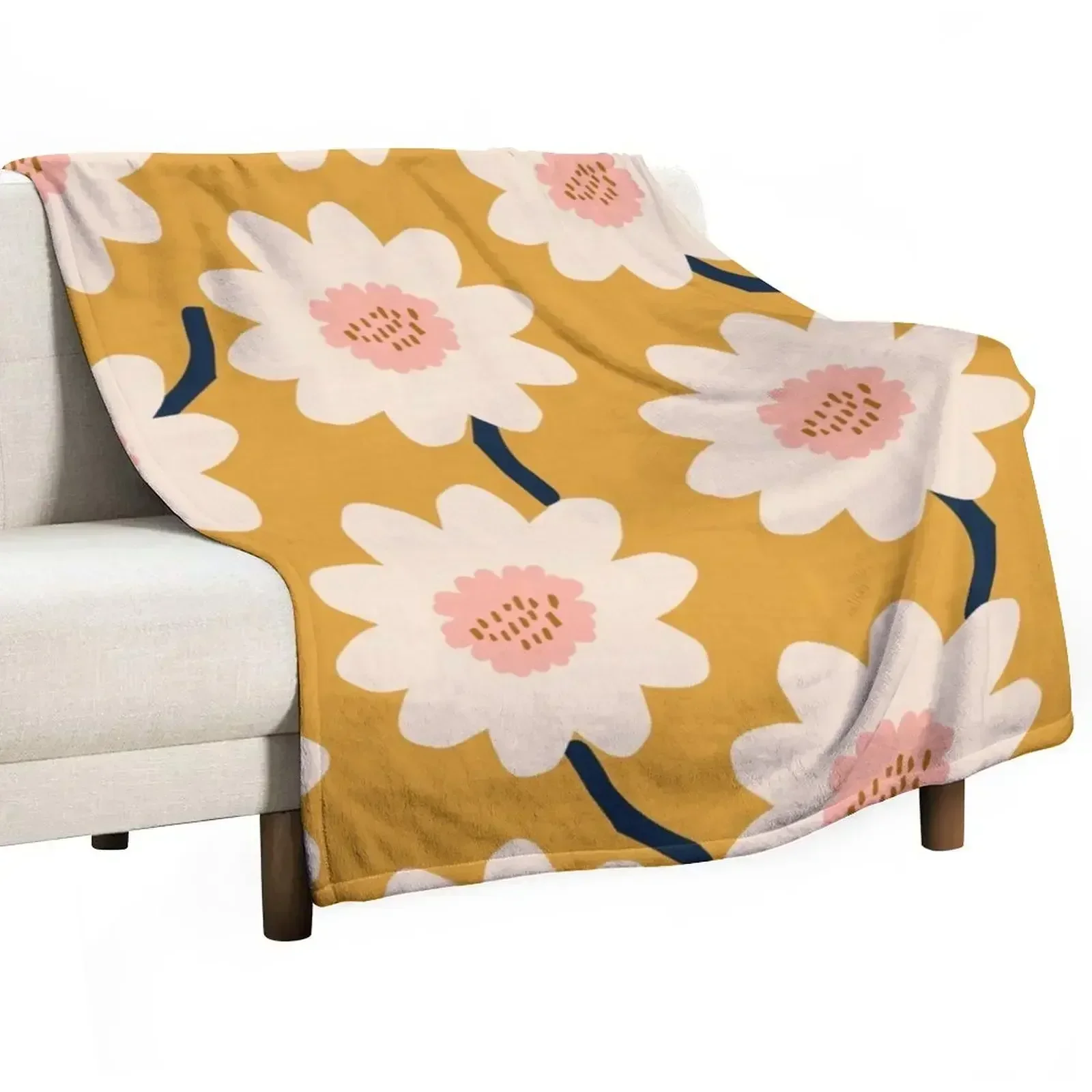 

Flower field - yellow Throw Blanket Vintage Soft Beds Blankets